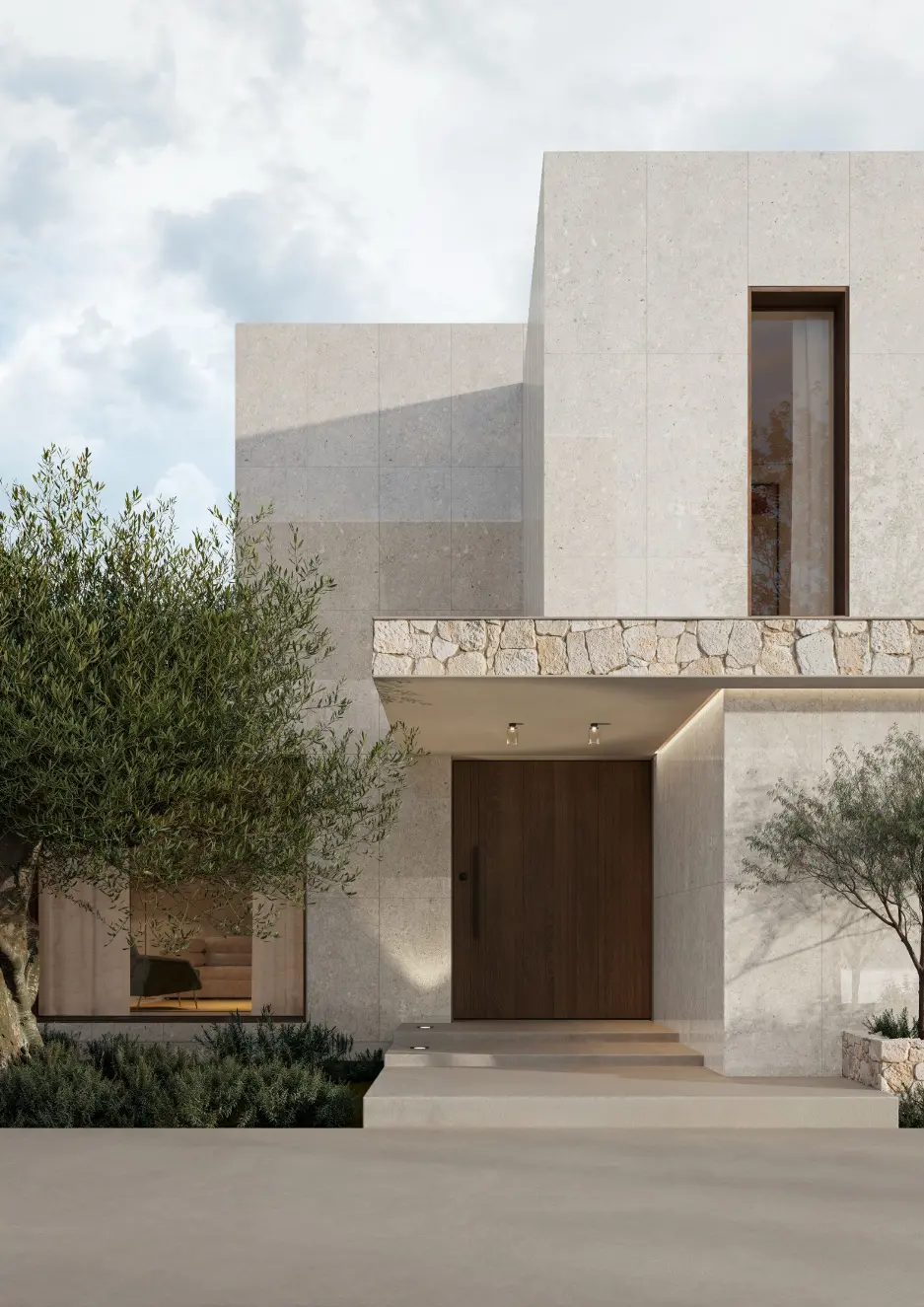 Applicazione di Pietra Bianca degli Angeli in architettura esterna