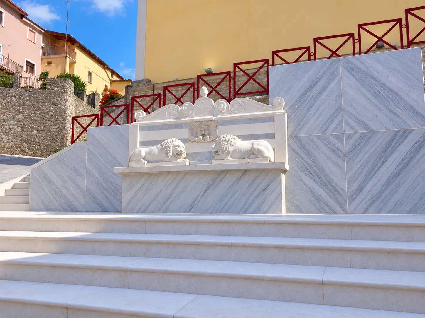 Fontana monumentale con due leoni, opera commissionata di Giovanni Cancellaro a Cuccaro Vetere